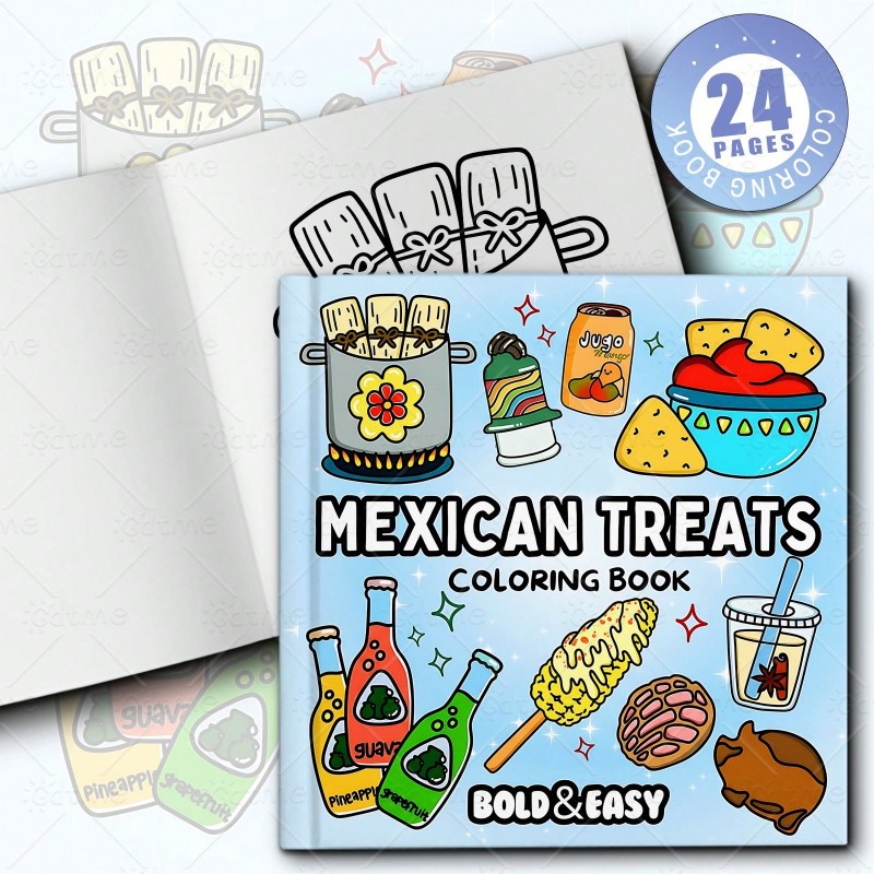 Food Y Snacks Coloring Book - Bold Easy Mexican Treats Coloring Book