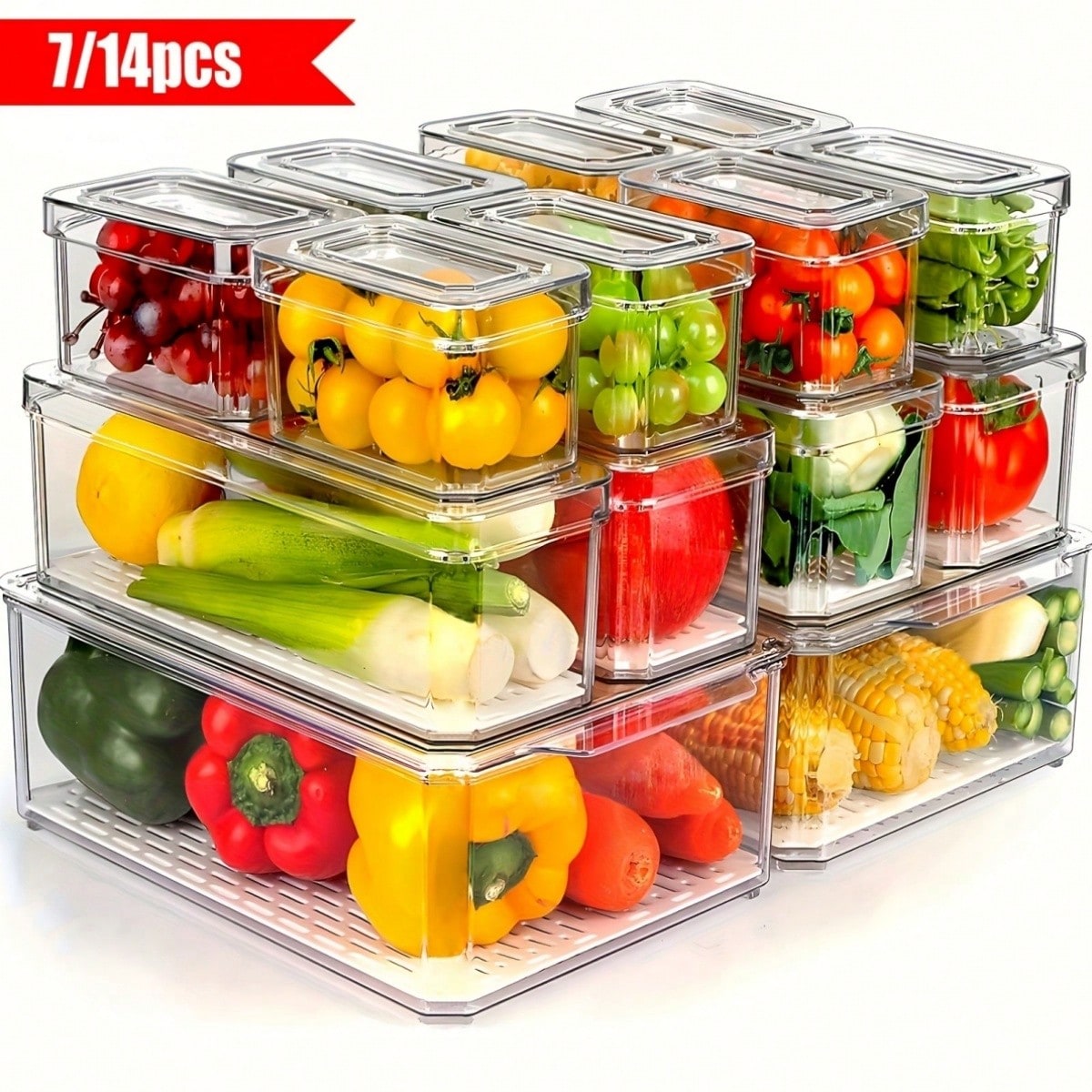 7/14 Pack Stackable Fridge Org - Food Snacks For Party ulasan dan harga