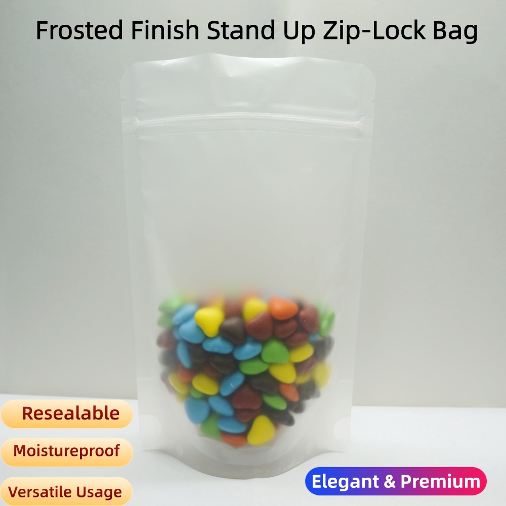 100pcs Matte Clear Stand Up Zi - Food Good Snacks ulasan dan harga