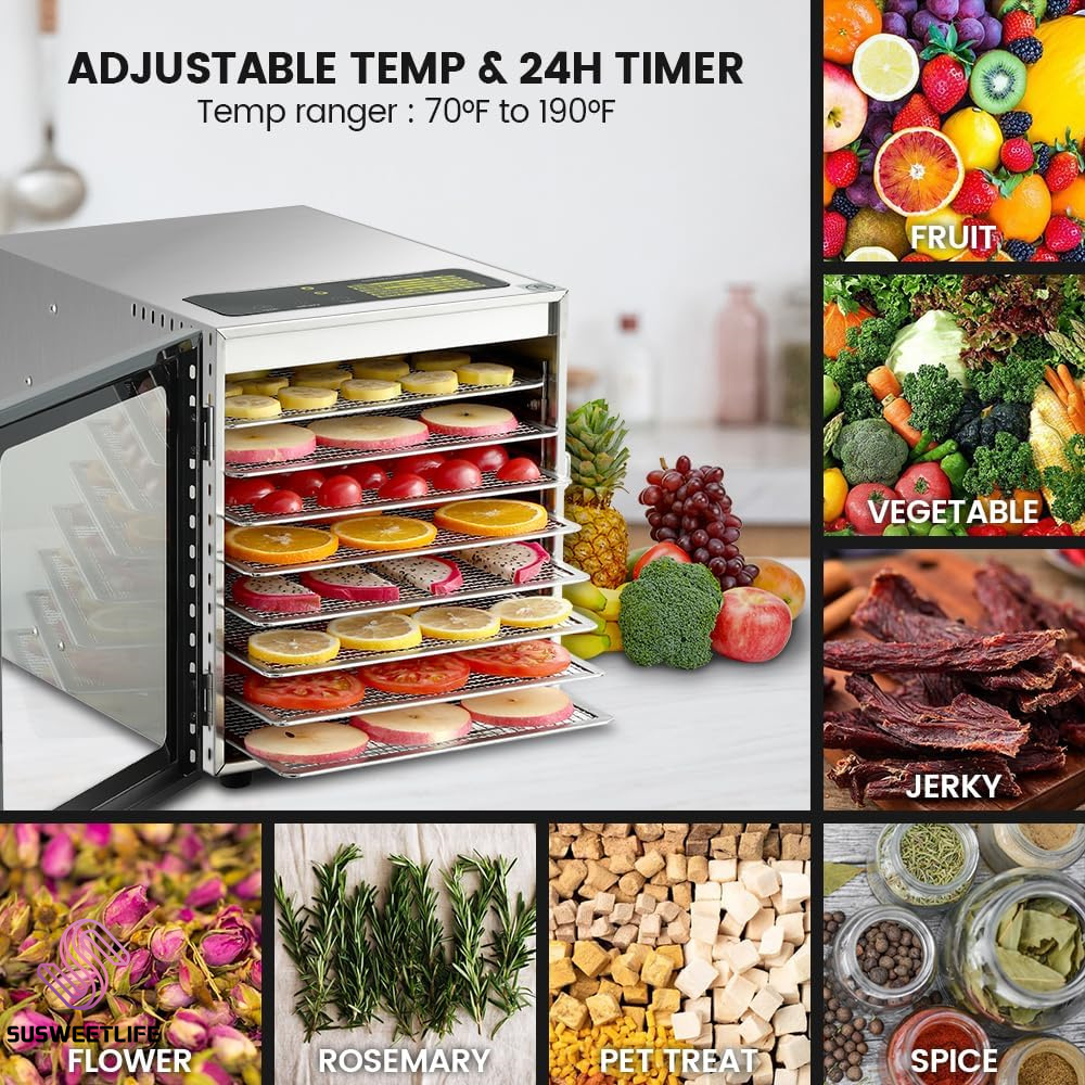 500W 8-Tray Large Capacity Foo - Food Dehydrator Snacks ulasan dan harga